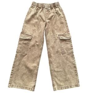 H&M Kids Girls Size 8 Brown Wash Wide Leg Cargo Jeans